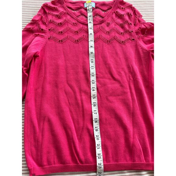 CeCe by Cynthia Steffe Women's Pink Chevron Pullover Sweater Size M Casual - Picture 5 of 7